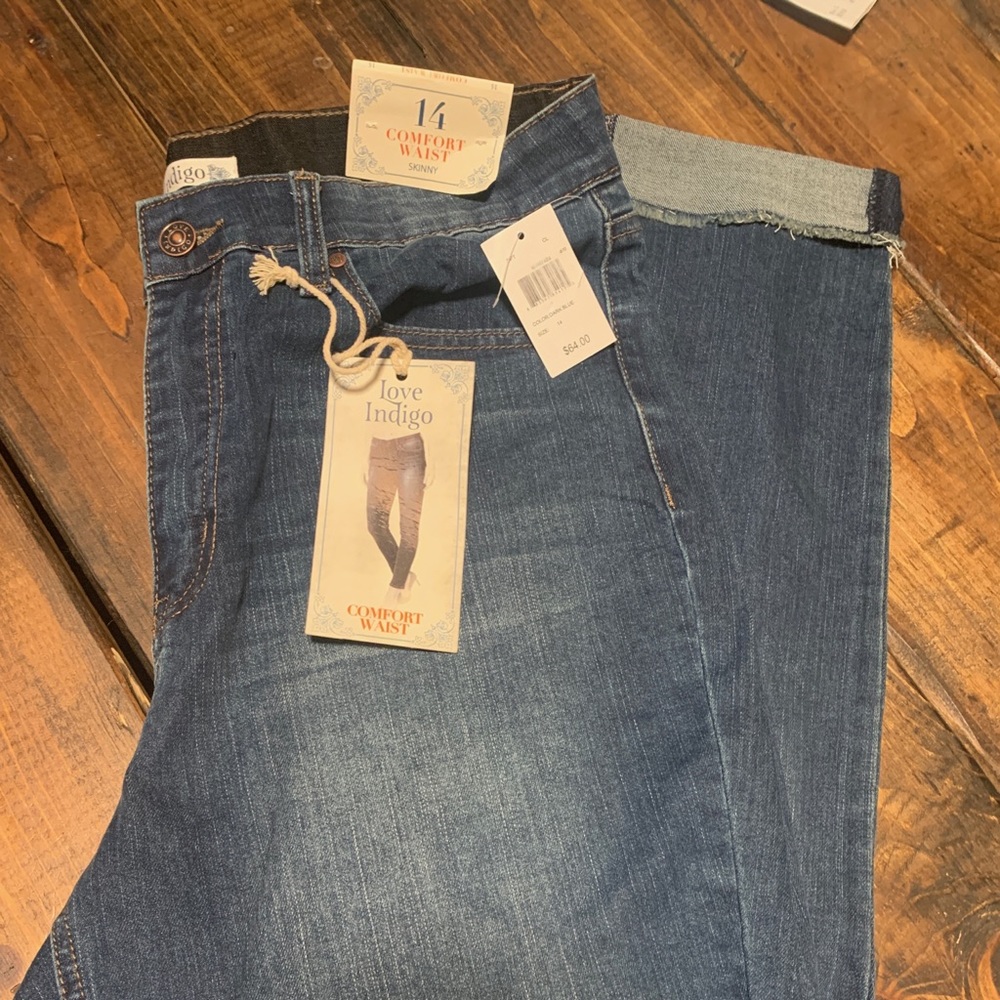 women’s skinny love indigo jeans size 14 new!